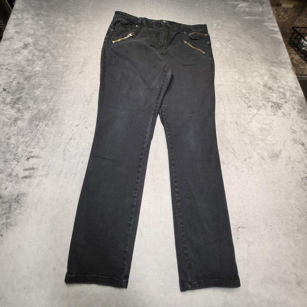 Kenneth Cole Jeans Womens 12 Black Skinny Jess Skinny Dark Wash Stretch 5-Pocket